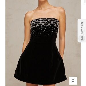 Chic Strapless Black Dress with Silver Accents